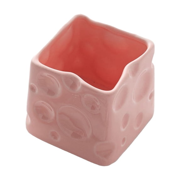 Adorable Ceramic Cheese Shaped Storage Jar, High Aesthetic Desktop Pen Holder and Organizer, Creative Home Decor Gift for Kitchen, Desk, and Vanity