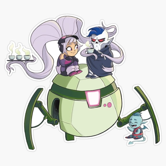 Adorable Chibi Alchemist Characters Enjoying Warm Tiny Soup Bowl Decal For Laptop Sticker
