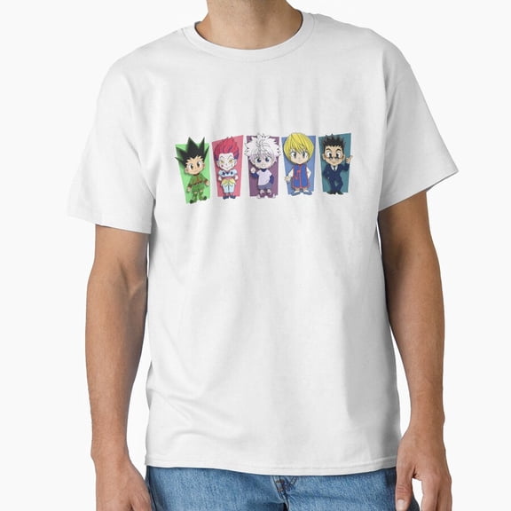 Adorable Chibi Style Animated Cartoon Character Group Pattern Tee T-shirt