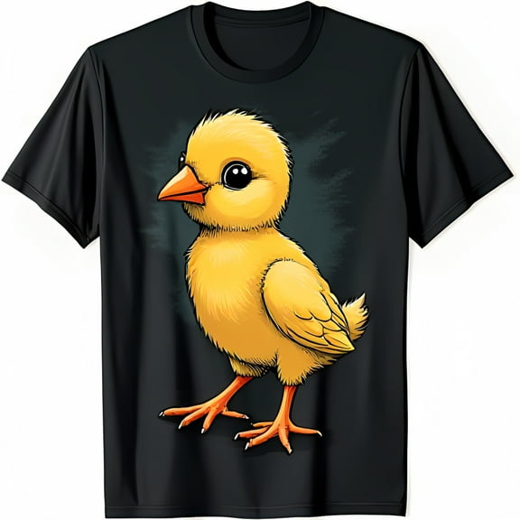 Adorable Chick Graphic Black T-Shirt for Animal Lovers