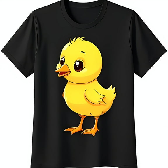 Adorable Chick Graphic on Black T-Shirt Cute Cartoon Design for All Ages