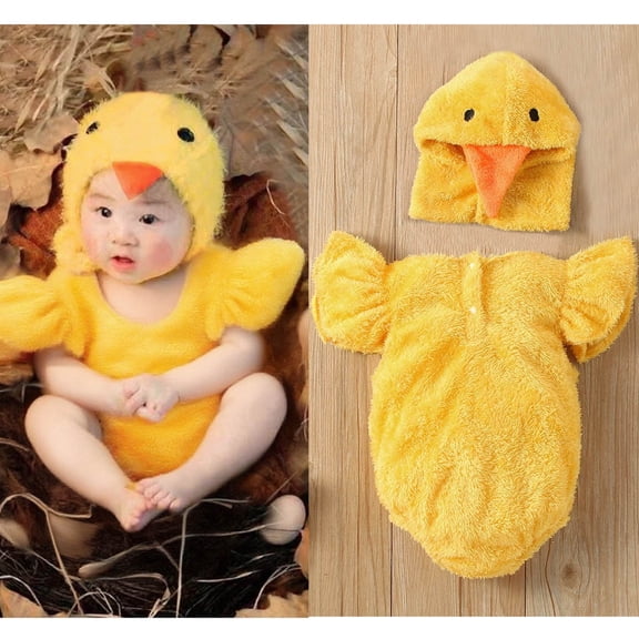 Adorable Chicken Animal Romper Bodysuits for Boys and Girls with Hat Set