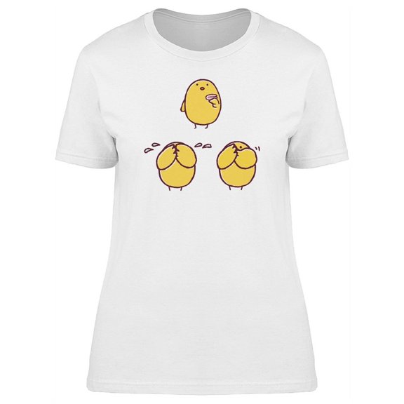 Adorable Chicken Poses Cartoon T-Shirt Women -Image by Shutterstock, Female Large