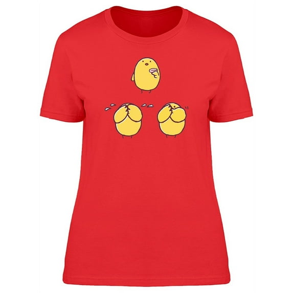 Adorable Chicken Poses Cartoon T-Shirt Women -Image by Shutterstock, Female XX-Large