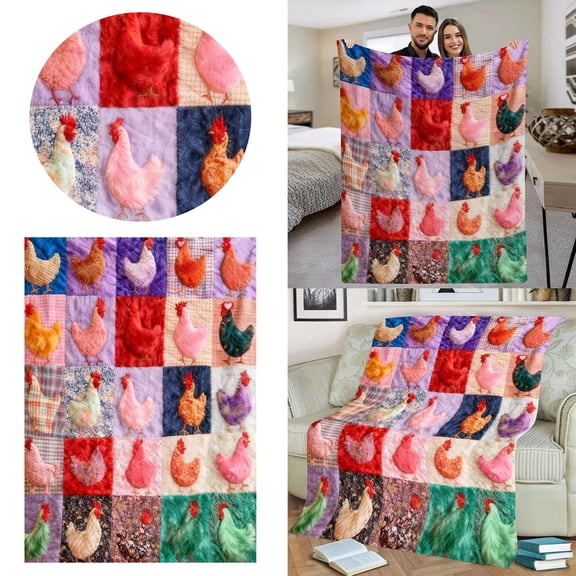 Adorable Chicken Shaped Flannel Throw Blanket Soft Cuddly Animal Theme Cozy Decorative for Home