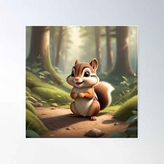 Adorable Chipmunk Poster Wall Art, Modern Wall Decor For Living Room Bedroom, 24x24 UNFRAMED