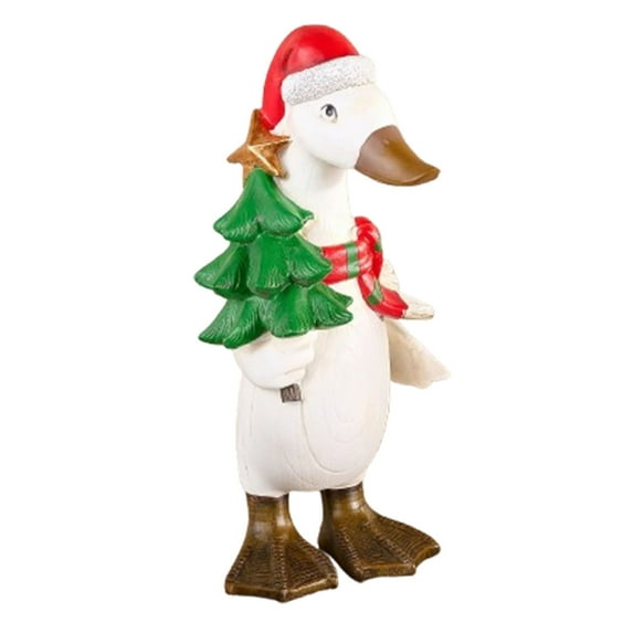 Adorable Christmas Duck Figurines for Home Décor, Indoor/Outdoor Holiday Decorations, Festive Whimsy for Dining Table, Shelves