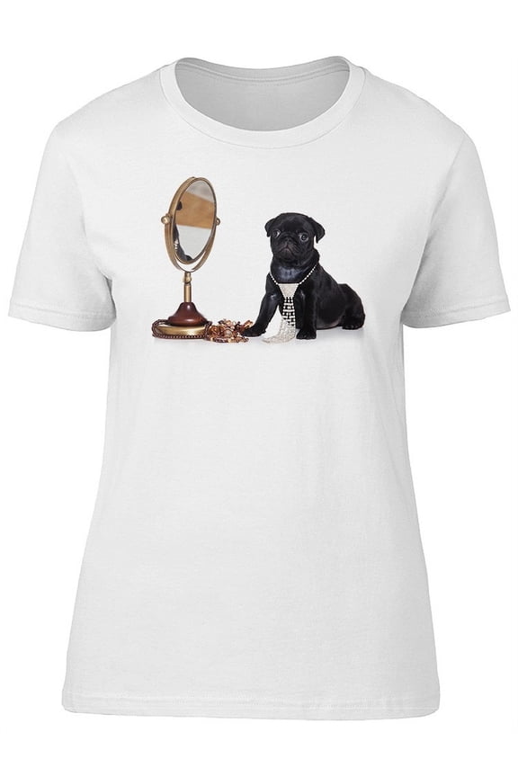 Adorable Classy Pug Puppy T-Shirt Women -Image by Shutterstock, Female x-Large
