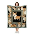 thumbnail image 1 of Adorable Corgi Print Flannel Blanket, Soft Plush Fleece Throw, Cozy All Season Blanket for Bed Sofa Office and Travel, Cute Dog Lover Gift Idea for Family and Friends -60"x50", 1 of 8