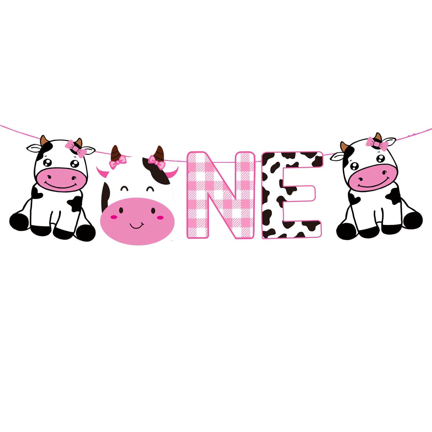 Adorable Cow 1st Birthday Party Supplies for Girls High Chair Banner