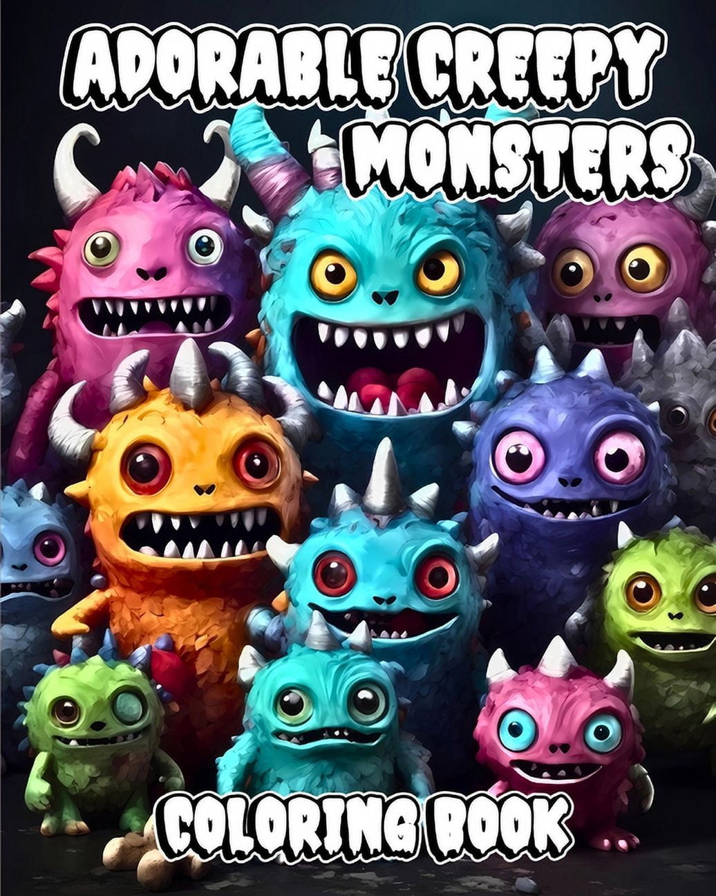 Adorable Creepy Monsters Coloring Book: To Relax and Stress Relief with Cute Little Kawaii Creatures for Adults (Paperback)