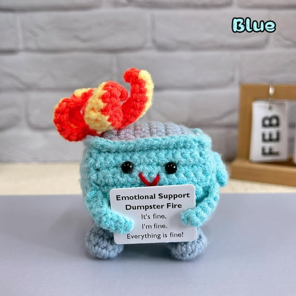 Adorable Crochet Dumpster Fire-Crochet Trash Can Burning-Emotional support Dumpster Fire-Thank you for gifts-Funny Desk Decor