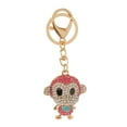 thumbnail image 1 of Adorable Crystal Rhinestone Monkey Keychain Novelty Charm Pendant - Pink, 1 of 7