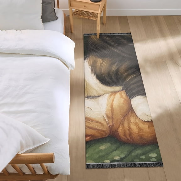 Adorable Cuddling Cats Bedroom Runner Rug 2'x 6' Non Slip Carpet Indoor Home Area Rug Living Room