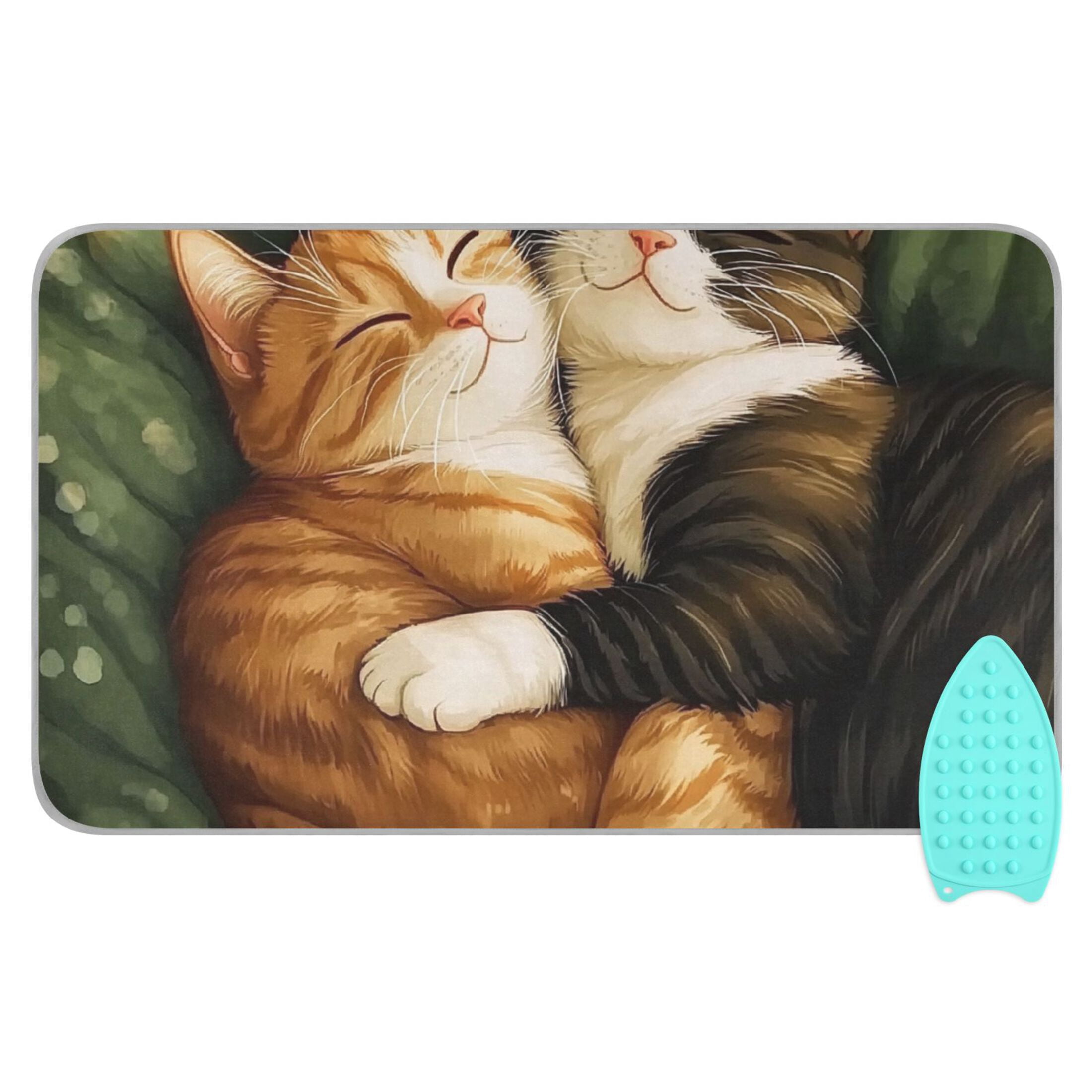 Adorable Cuddling Cats Ironing Mat Blanket for Table Top Travel Portable Ironing Board Pad 47.2x27.6 Inch