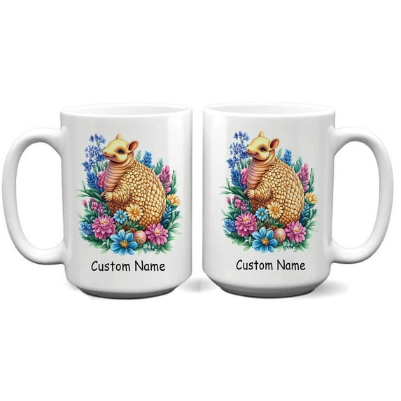 Adorable Custom Armadillo Coffee Mug – Personalized Gift for Armadillo Lovers, Parents, Siblings, Kids – Perfect Animal Lover Cup – Ceramic Mug Available in 11oz