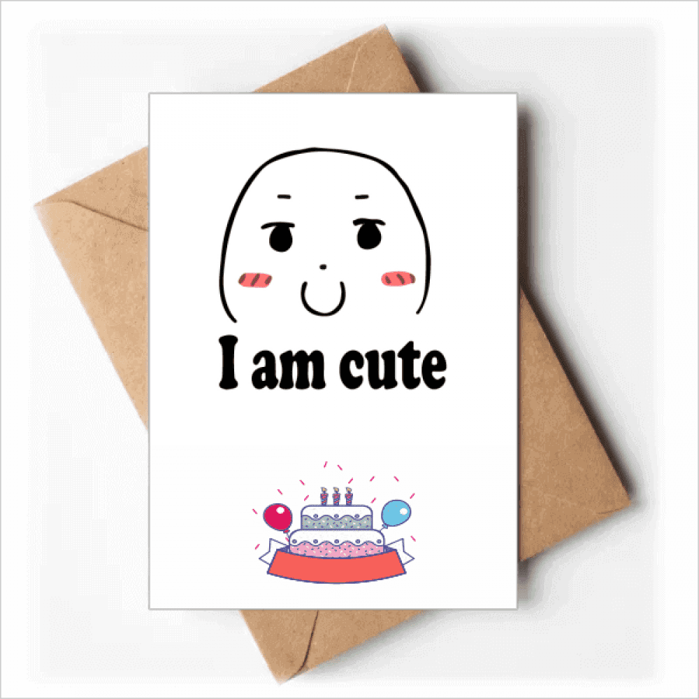 Adorable Cute Chat Face Cartoon Happy Birthday Greeting Cards Envelopes Blank