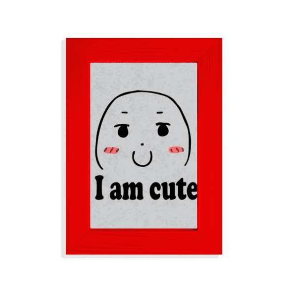 Adorable Cute Chat Face Cartoon Picture Display Art Red Photo Frame