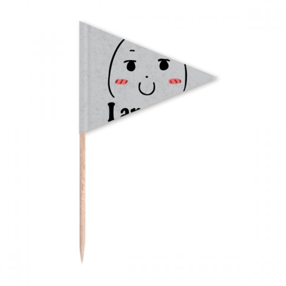Adorable Cute Chat Face Cartoon Toothpick Triangle Cupcake Toppers Flag
