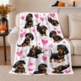 thumbnail image 1 of Adorable Dachshund Dog Hearts, Playful Pet Portrait Pattern, Warm Flannel Blanket for Living Room and Bedroom, Dog Lovers Just Because Gift, Pet Lover Home Decor, 1 of 9