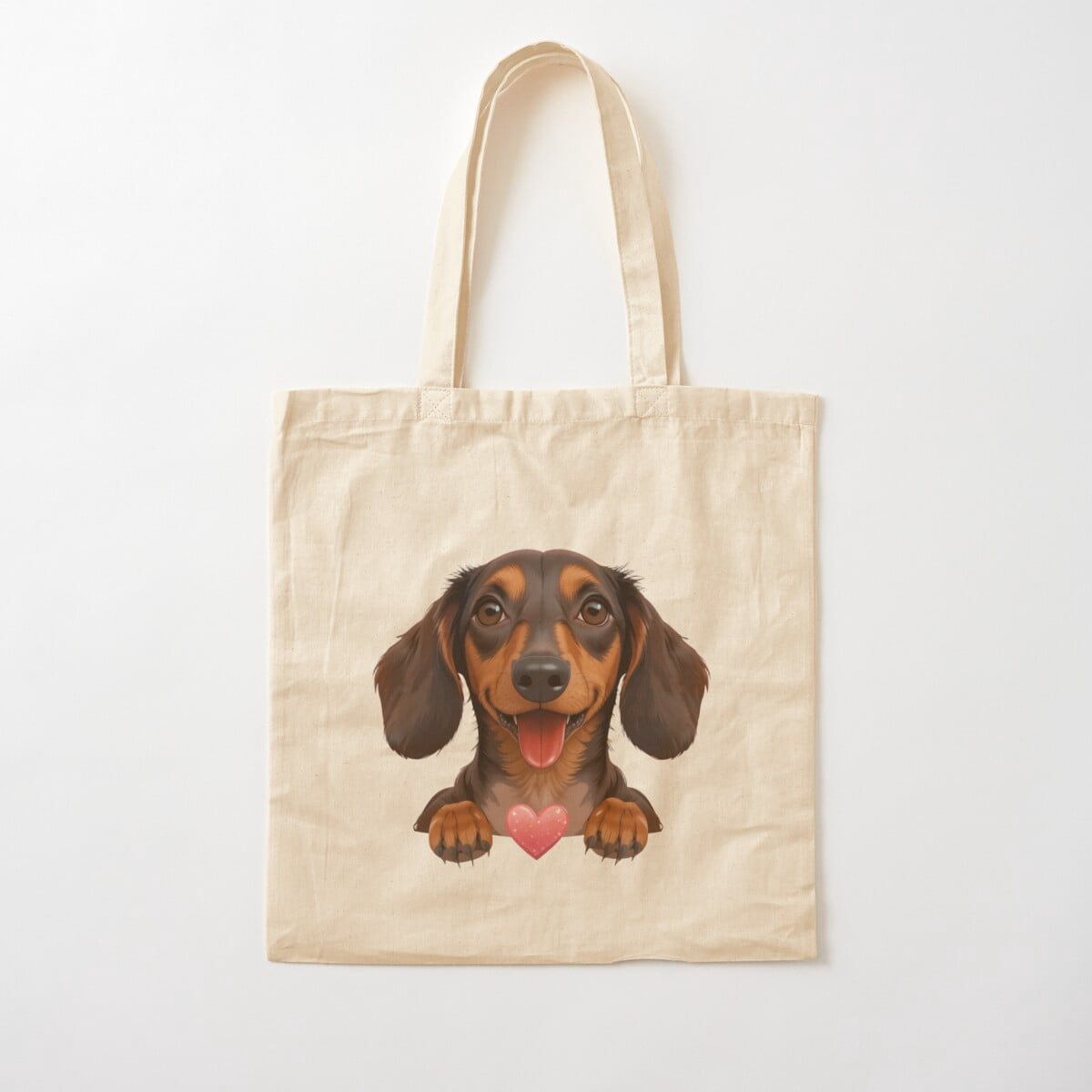 Cute Dachshund Tote Bag – Natural Canvas Reusable Shopping Bag For Everyday Use