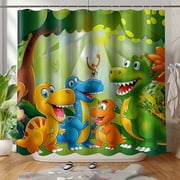 Adorable Dino Delight Kids Bathroom Set Colorful Fun Shower Curtain with Cute Baby Dinosaurs Perfect for Playful Bath Time Adventures