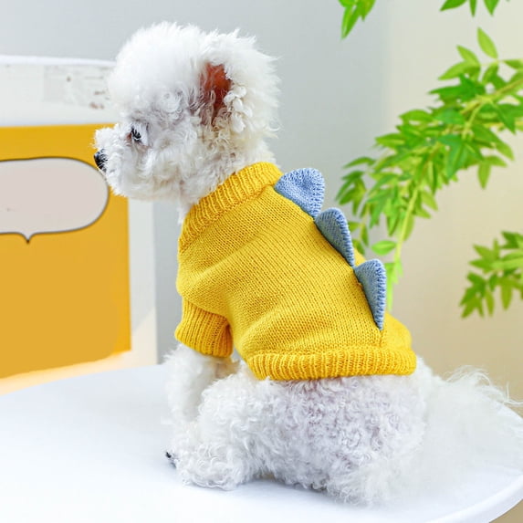 Adorable Dinosaur Themed Pet Sweater Cozy Knitted Outfit for Small Dogs and Cats