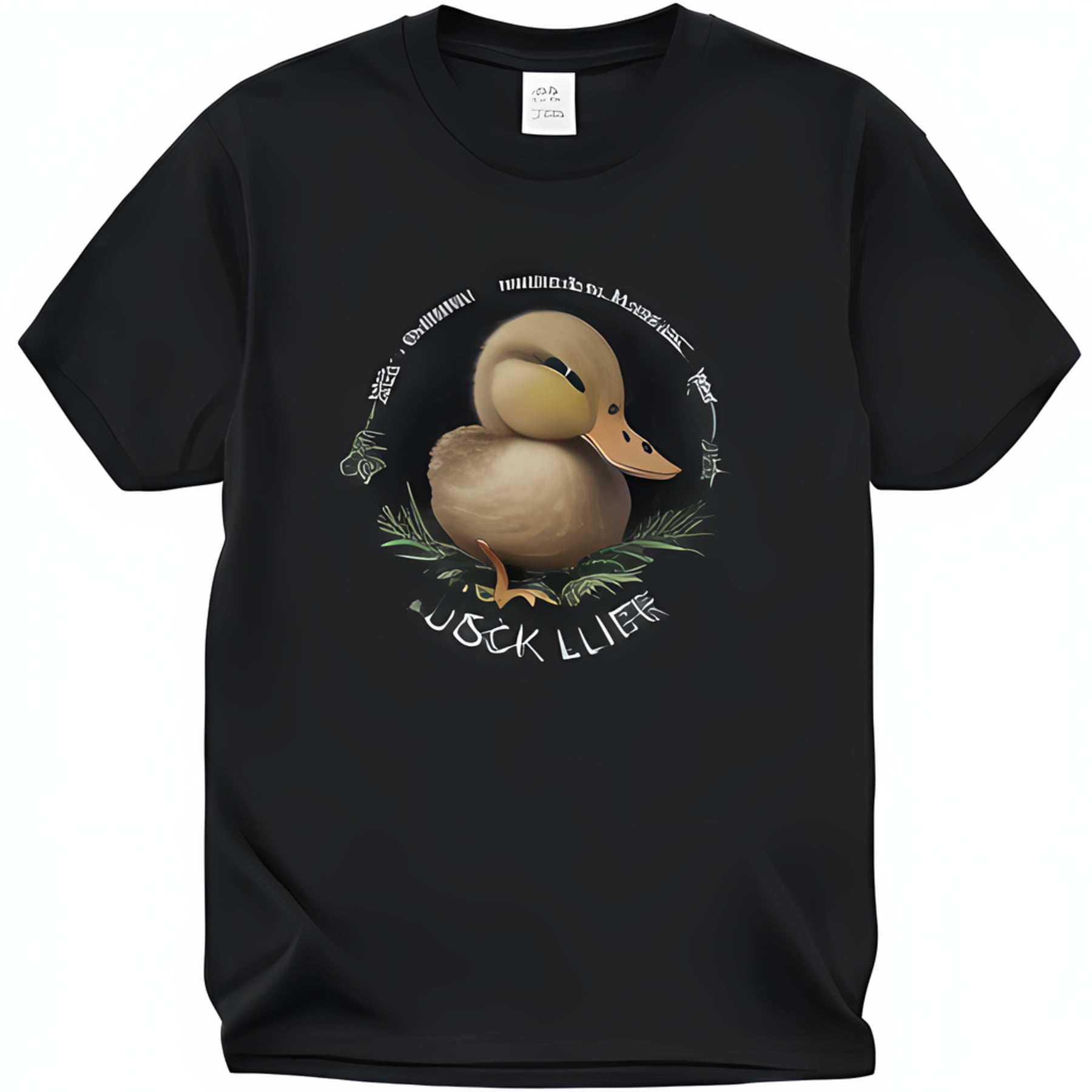Adorable 'Dockey Lunkers' Baby Duck Graphic on Black TShirt Elegant