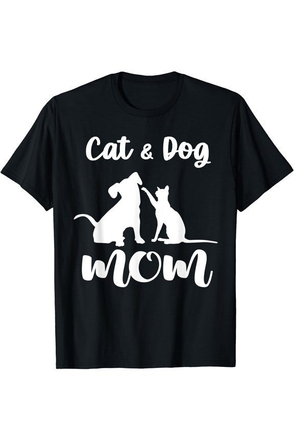 Adorable Dog Cat High-Five T-Shirt for Pet Mom Women Animal Lovers