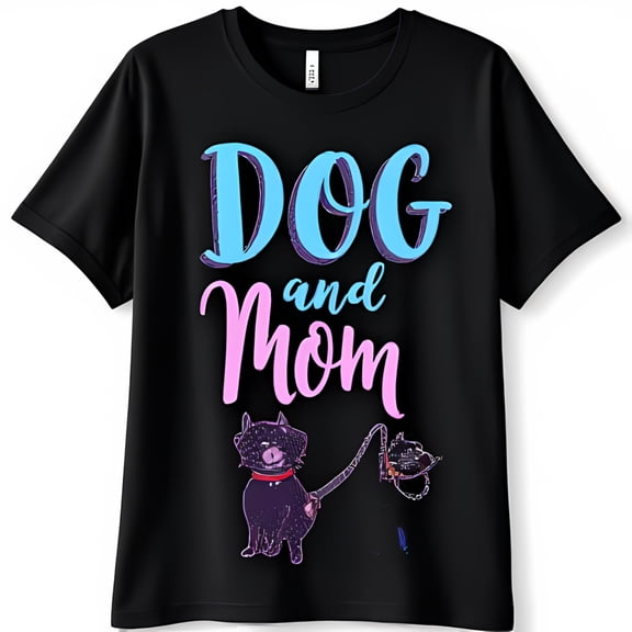 Adorable Dog Graphic Black T-Shirt for Dog Moms Cute Casual Wear