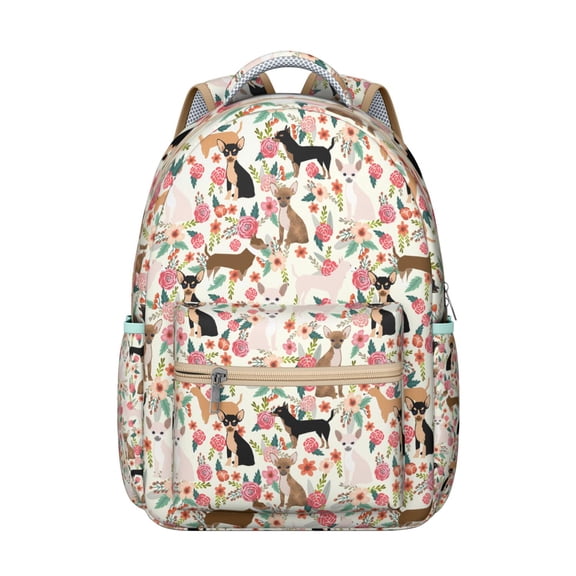 "Adorable Dog Print Backpack - Durable School Backpack for High School & College, Cute Gift for Dog Owners, Spacious with Organizer Pockets"