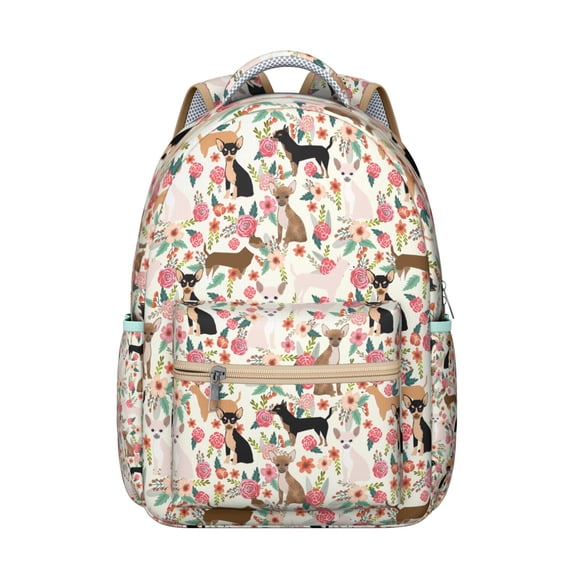 "Adorable Dog Print Backpack - Durable School Backpack for High School & College, Cute Gift for Dog Owners, Spacious with Organizer Pockets"
