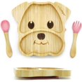 Adorable DogShaped Bamboo Baby Plate EcoFriendly Set with Spoon and