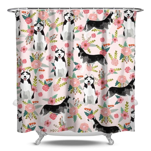 Adorable Dog Shower Curtain - Cute Pet & Furry Tail Design - Fade-Resistant Hotel Style Bath Curtain 84x72 Inches