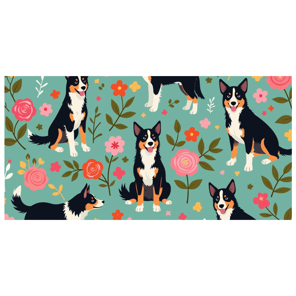 Adorable Dog Themed Floral Patterned Banner Backdrop Background Party Decorations Pet Lover Event Birthday Celebration Photography Props