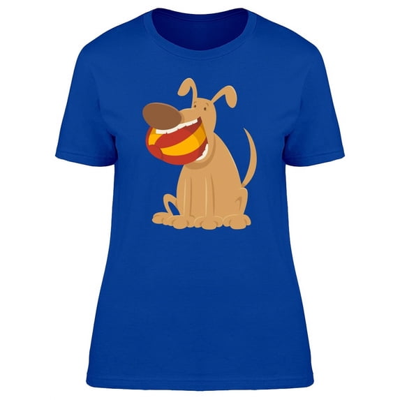 Adorable Dog With Ball Cartoon T-Shirt Women -Image by Shutterstock, Female XX-Large