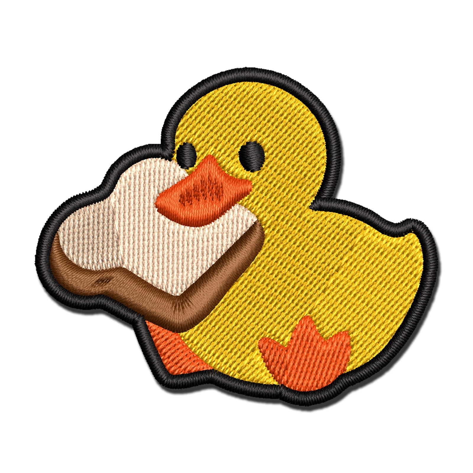 Adorable Duckling with Bread Slice Applique Multi-Color Embroidered Hook & Loop Patch - 3.5 Inch Large