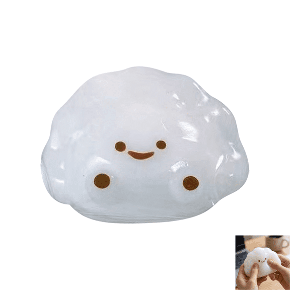 Adorable Dumpling Fidget Toys - Soft Squishy Sensory Toy for Stress Relief, Anxiety, and Focus - Portable Desk Companion for Kids and Adults, Ideal Easter Birthday Gift White