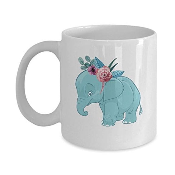 Elephant 11 oz Coffee Mug - Adorable Design White Ceramic Gift