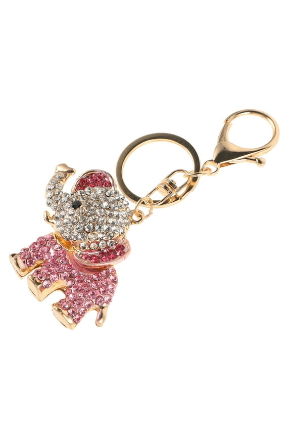 Pink Rhinestone Elephant Keychain Cute Animal Bag Charm for Backpack Purse Handbag Decoration