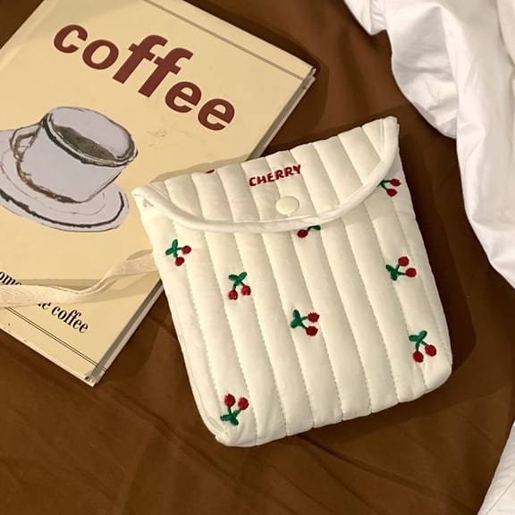 Adorable Embroidered Mini Organizer Bag - Soft Quilted Feminine Hygiene, Cosmetics, and Travel Essentials