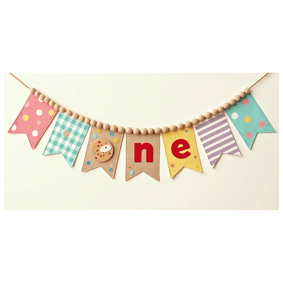 Adorable Fabric Banner with Polka Dot Gingham Patterns and Cookie One Decoration for First Birthday Party Backdrop Decorations Photography Props Party Supplies