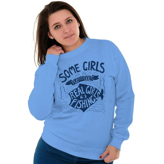 Adorable Father Daughter Fishing Cute Women Plus Size Crewneck Sweatshirt Brisco Brands 2X