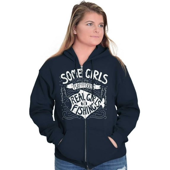 Adorable Father Daughter Fishing Cute Womens Plus Size Graphic Zipper Hoodie Brisco Brands 2X