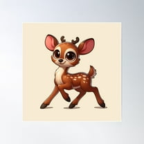Adorable Fawn Frolic Poster Wall Art, Modern Wall Decor For Living Room Bedroom, 8x12 UNFRAMED