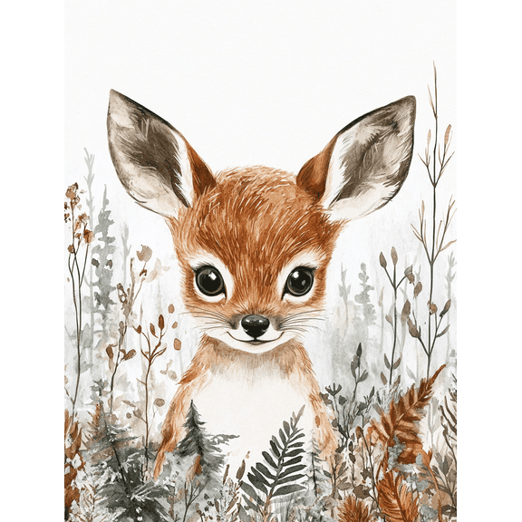 Adorable Fawn Watercolor Wall Art/Canvas Print Perfect for Living Room Bedroom Nursery Office and Gallery Wall Decor