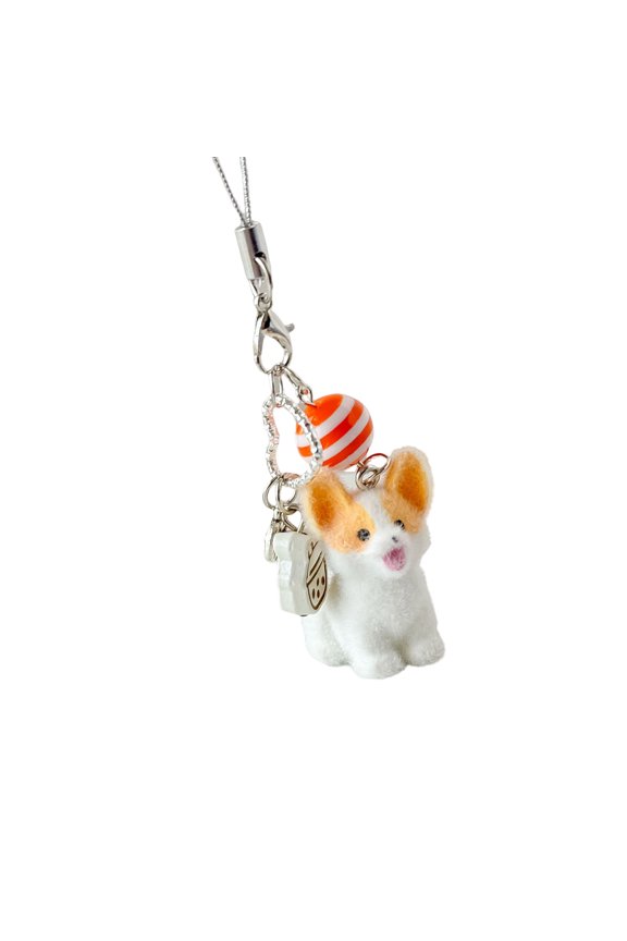 Adorable Flocking Dog Keychain Lightweight Resin Key Rings Perfect For Daily Commute Trendy Bag Charm Gift