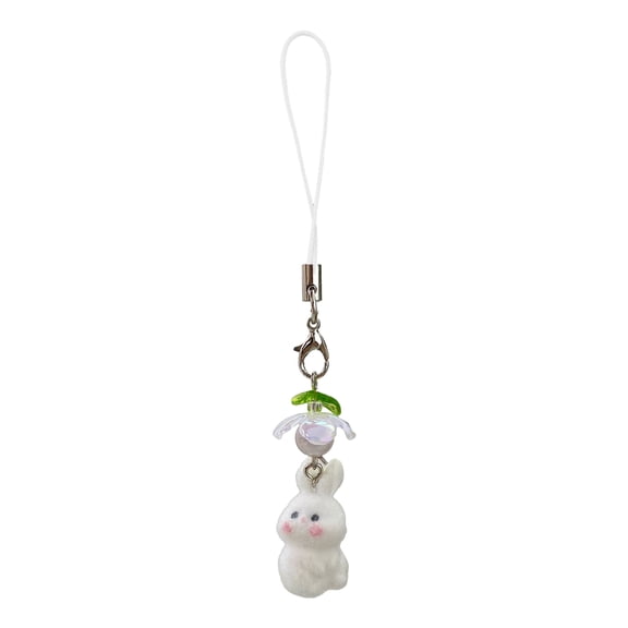 Adorable Flocking Rabbits Phone Accessory Soft and Comfortable Phone Charm Adds Unique Styles for Female Users