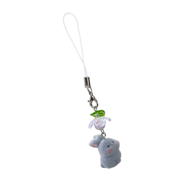 Adorable Flocking Rabbits Phone Accessory Soft and Comfortable Phone Charm Adds Unique Styles for Female Users