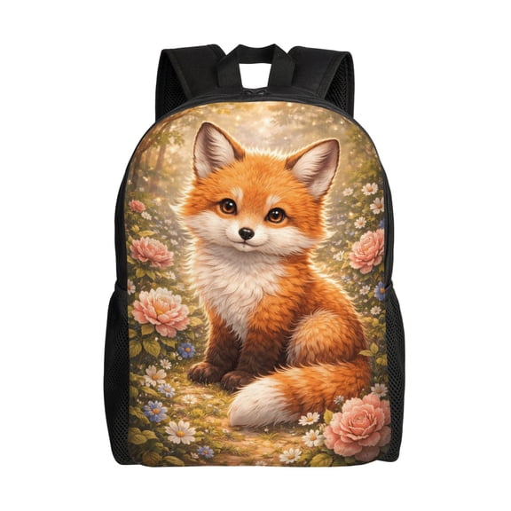 Adorable Fox Backpack Full Front Print Travel Laptop Bag for Men and Women